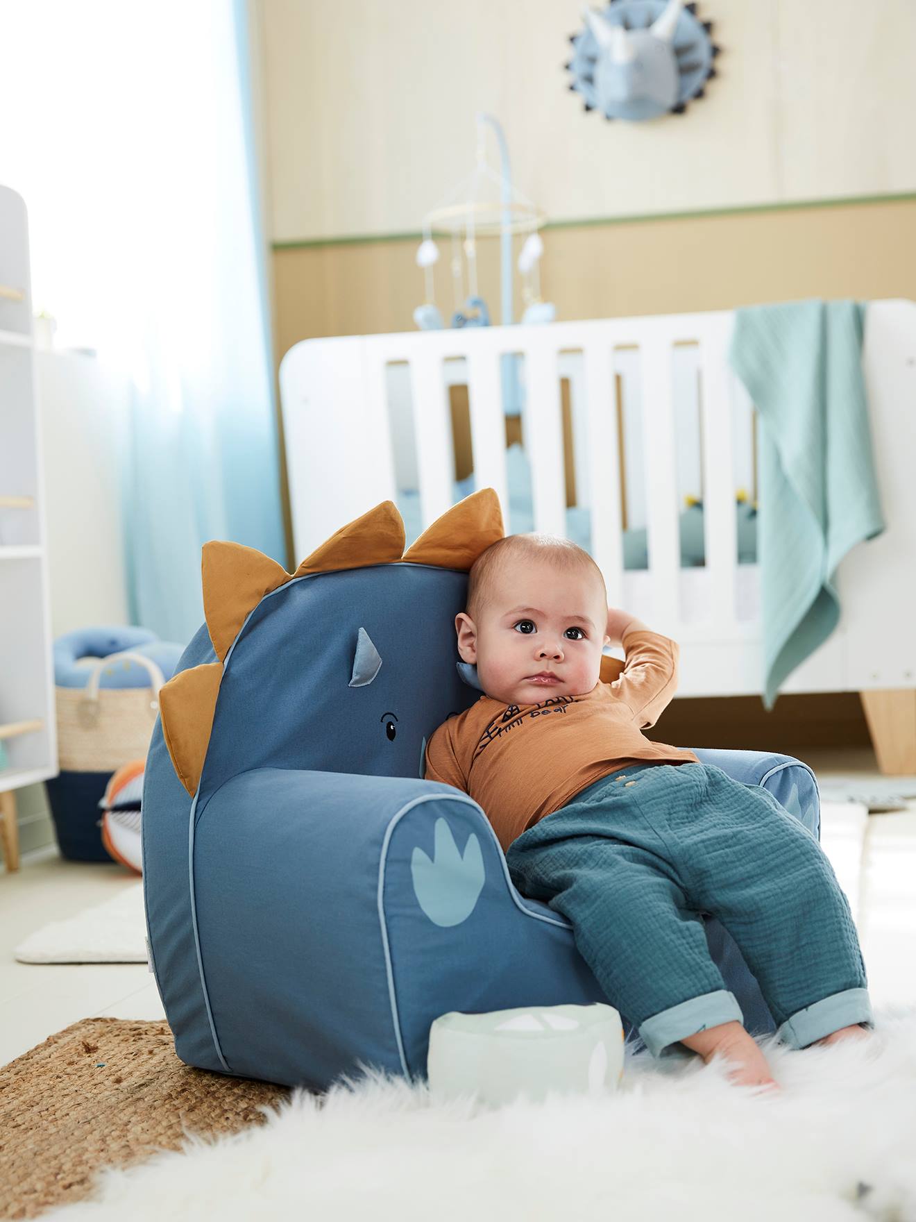 Mertens Kindersessel Grau Mit Punkten - Baumwolle Bezug Waschbar