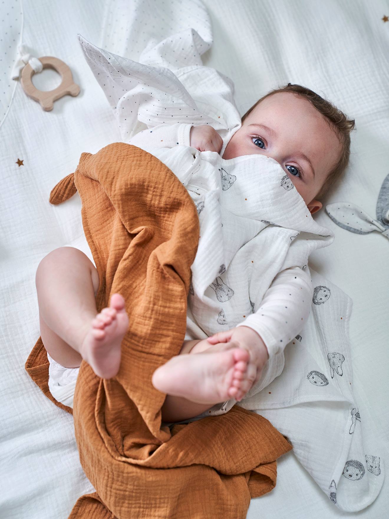 3er-Pack Baby Wickeltücher KLEINE FREUNDE Bio-Baumwolle