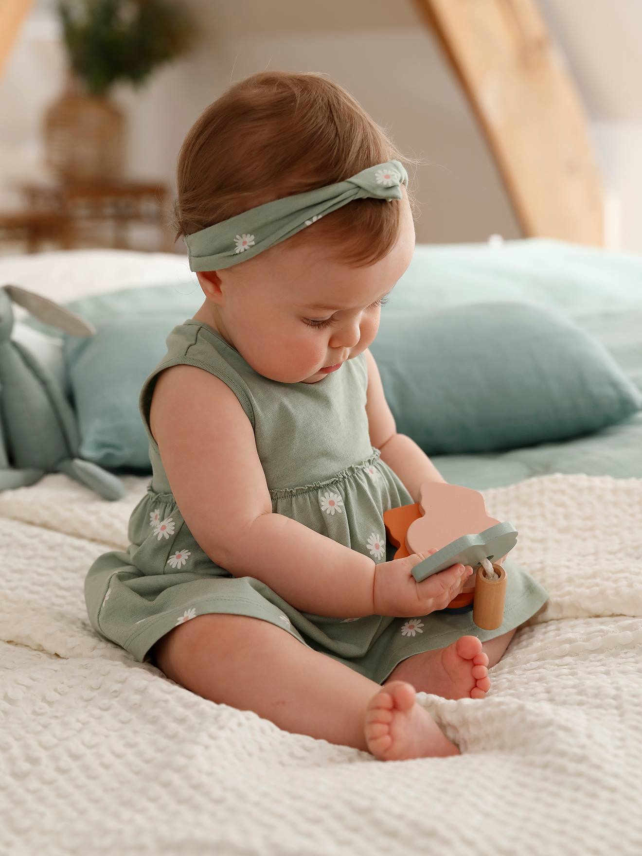 Kleid mit Haarband für Mädchen Baby Bio-Baumwolle