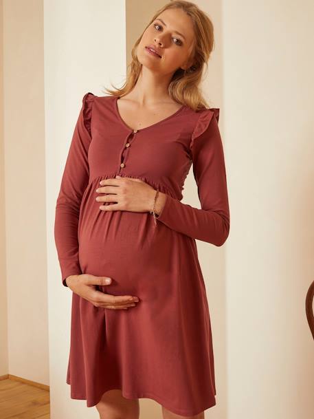 Kurzes Kleid für Schwangerschaft & Stillzeit - rot/bordeaux+schwarz+tannengrün - 6