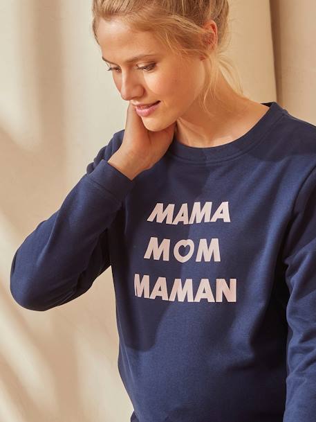 Sweatshirt für Schwangerschaft & Stillzeit, Schriftzug Oeko-Tex - nachtblau+tanne - 7