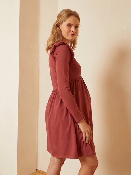 Kurzes Kleid für Schwangerschaft & Stillzeit - rot/bordeaux+schwarz+tannengrün - 1