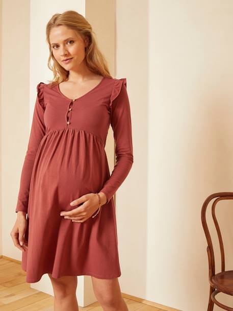 Kurzes Kleid für Schwangerschaft & Stillzeit - rot/bordeaux+schwarz+tannengrün - 7