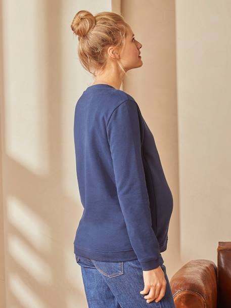 Sweatshirt für Schwangerschaft & Stillzeit, Schriftzug Oeko-Tex - nachtblau+tanne - 5