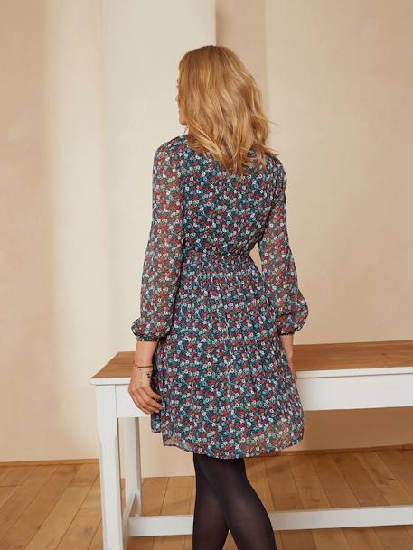 Kleid für Schwangerschaft & Stillzeit, Crêpe - grün bedruckt - 3