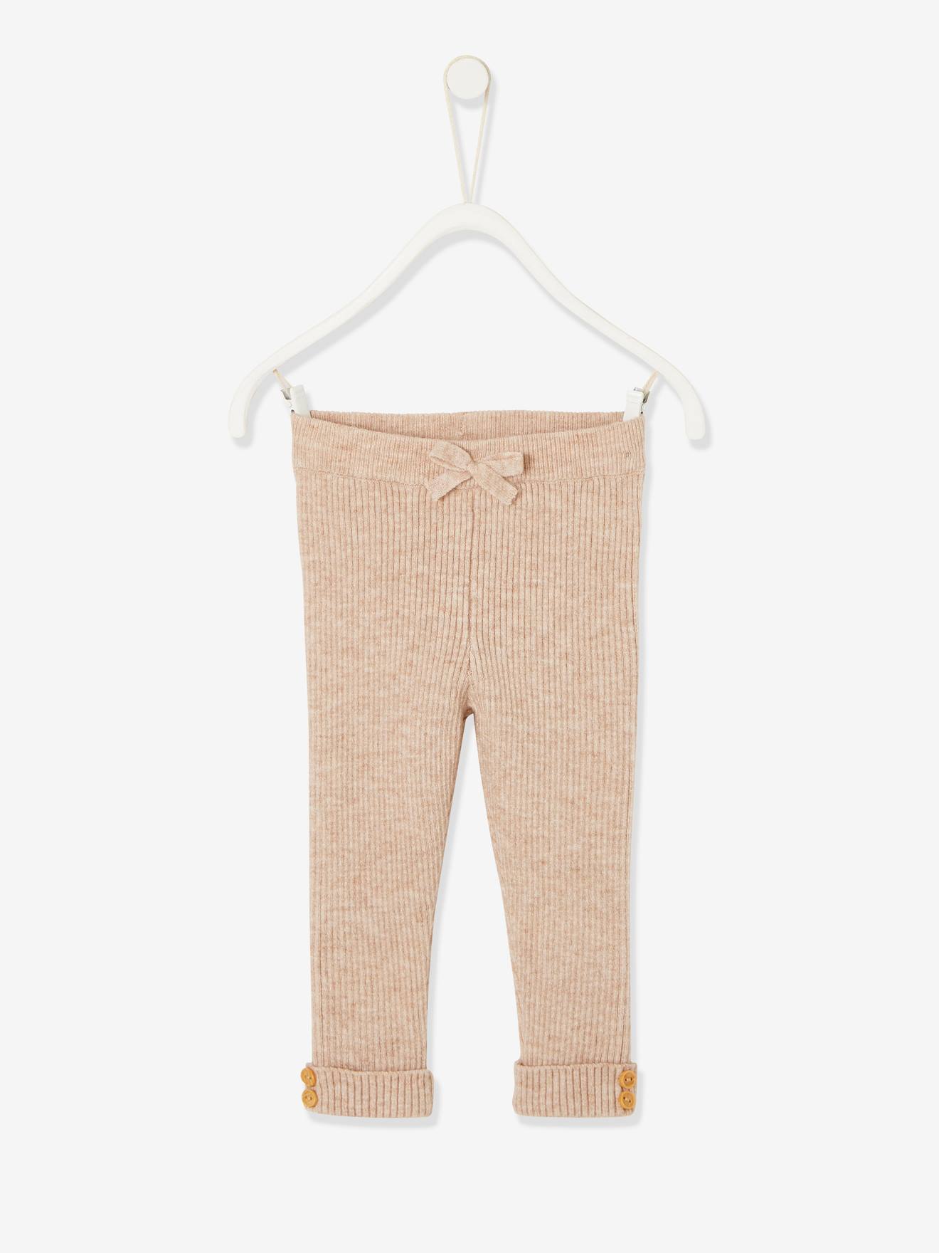 Baby Strick-Leggings mit Schleife und Zierknöpfe