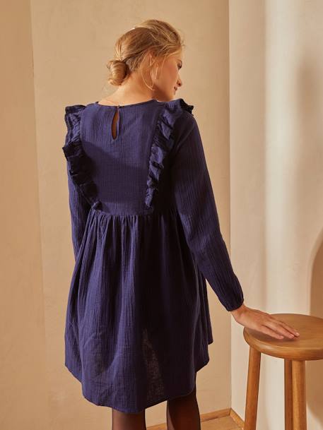 Kleid für Schwangerschaft & Stillzeit, Musselin - nachtblau - 4