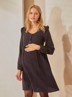 Kurzes Kleid für Schwangerschaft & Stillzeit, Musselin -  - [numero-image]