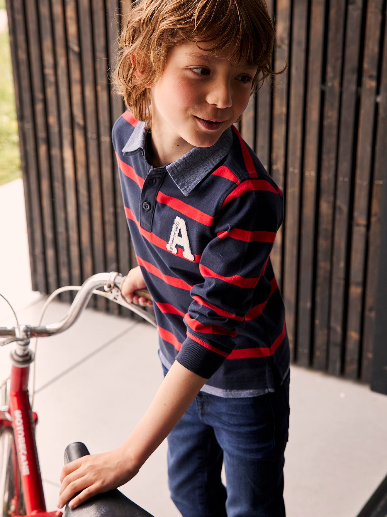 Jungen Langarm-Poloshirt mit Lageneffekt