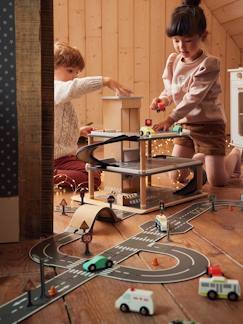Spielzeug-Miniwelten, Konstruktion & Fahrzeuge-Fahrzeuge, Garagen & Züge-Straßenset aus Holz FSC