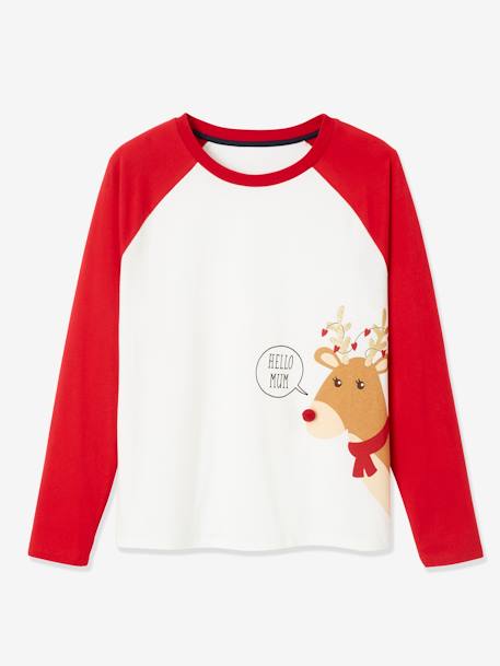 Capsule Kollektion: Damen Weihnachts-Schlafanzug - wollweiß/rot/kariert - 8