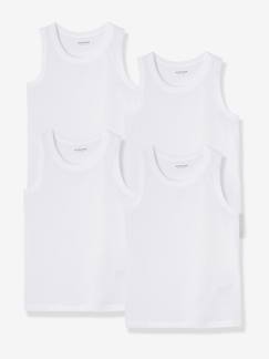 Jungenkleidung-Unterwäsche & Socken-Unterhemden-4er-Pack Trägershirts für Kinder BASIC Oeko-Tex