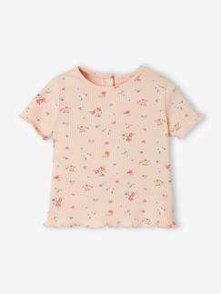 Babymode-Shirts & Rollkragenpullover-Geripptes Baby T-Shirt mit Blumenprint