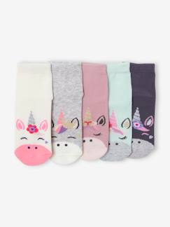 Maedchenkleidung-Unterwäsche, Socken, Strumpfhosen-5er-Pack Mädchen Socken, Einhorn Oeko-Tex