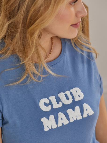 Bio-Kollektion: T-Shirt für Schwangerschaft & Stillzeit „Club Mama“, personalisierbar - anthrazit+blau+rosa+ziegel - 11