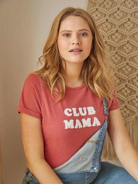 Bio-Kollektion: T-Shirt für Schwangerschaft & Stillzeit CLUB MAMA, personalisierbar - anthrazit+blau+rosa+ziegel - 27