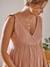 Kurzes Baumwollkleid für Schwangerschaft & Stillzeit - beige bedruckt+rosa - 12