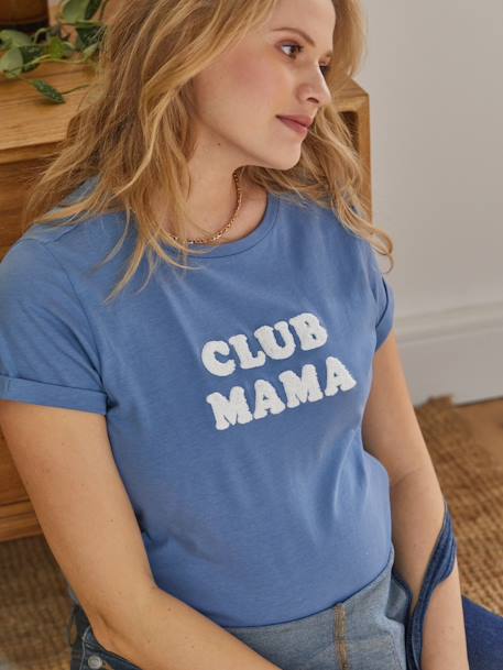 Bio-Kollektion: T-Shirt für Schwangerschaft & Stillzeit CLUB MAMA, personalisierbar - anthrazit+blau+rosa+ziegel - 16