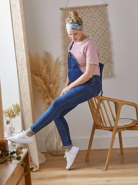 Umstands-Latzjeans - dark blue+double stone - 1