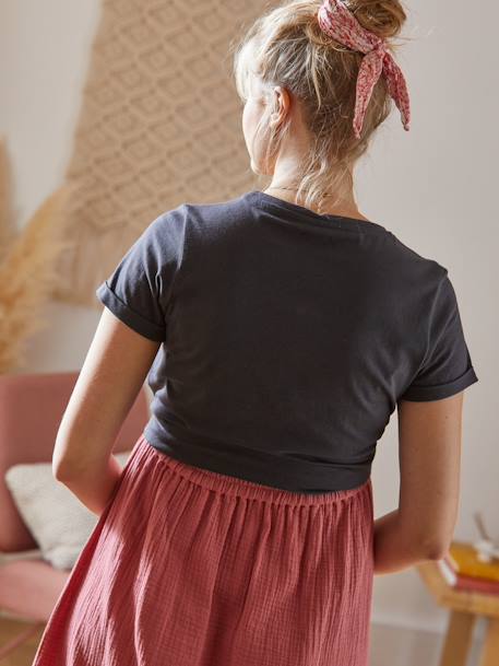 Bio-Kollektion: T-Shirt für Schwangerschaft & Stillzeit CLUB MAMA, personalisierbar - anthrazit+blau+rosa+ziegel - 3