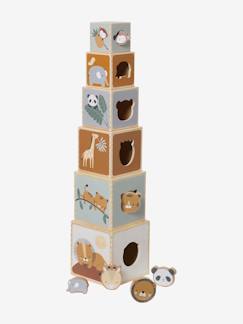 Spielzeug-Baby-Tasten & Greifen-Baby Stapelturm mit Steckspiel aus Holz FSC®