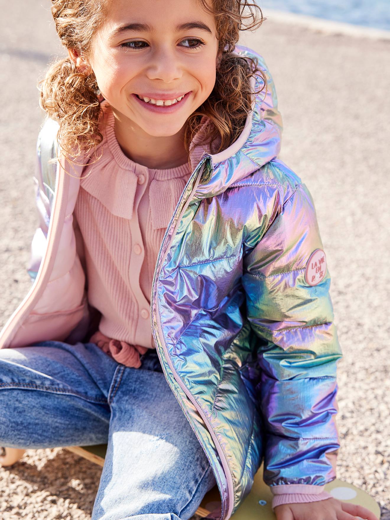 Glänzende Steppjacke mit Hologramm-Effekt Mädchen