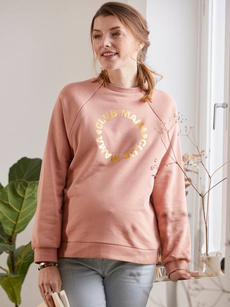 Sweatshirt für Schwangerschaft & Stillzeit mit Message-Print Oeko-Tex - pfirsich - 2