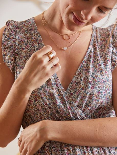 Bedrucktes Kleid für Schwangerschaft & Stillzeit - rosa bedruckt+senfgelb bedruckt - 7