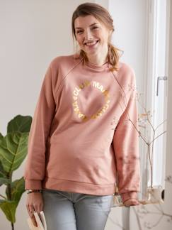 Umstandsmode-Pullover & Strickjacken-Sweatshirt für Schwangerschaft & Stillzeit mit Message-Print Oeko-Tex