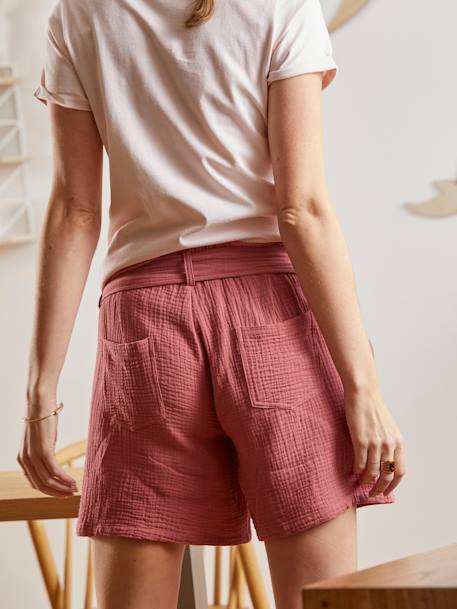 Umstands-Shorts aus Musselin - wollweiß+ziegel - 12
