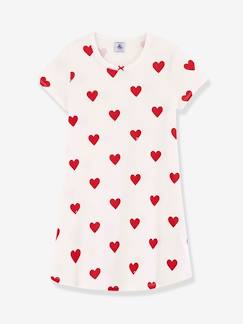 Maedchenkleidung-Schlafanzüge & Nachthemden-Mädchen Nachthemd aus Bio-Baumwolle PETIT BATEAU, Herzen