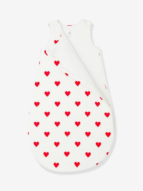 Ärmelloser Baby Schlafsack mit Herzen PETIT BATEAU Oeko Tex - weiß bedruckt herzen - 2