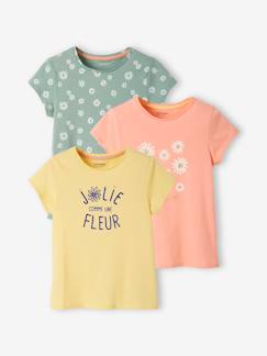 Maedchenkleidung-3er-Pack Mädchen T-Shirts, Glanzdetails BASIC Oeko-Tex