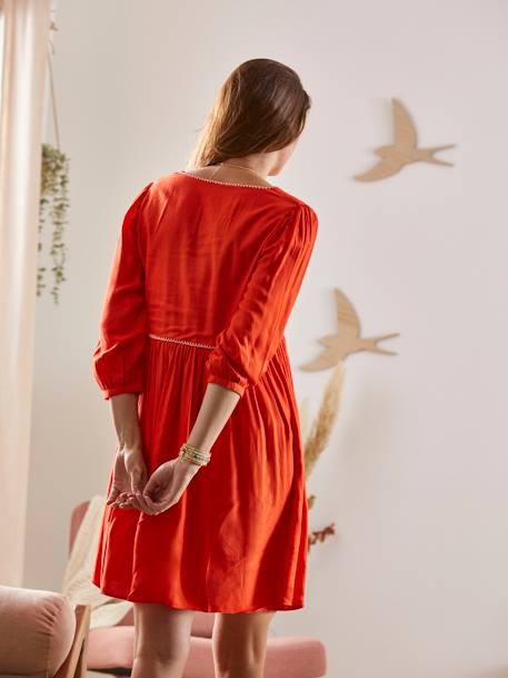 Kleid für Schwangerschaft & Stillzeit, Crêpe - orange - 4