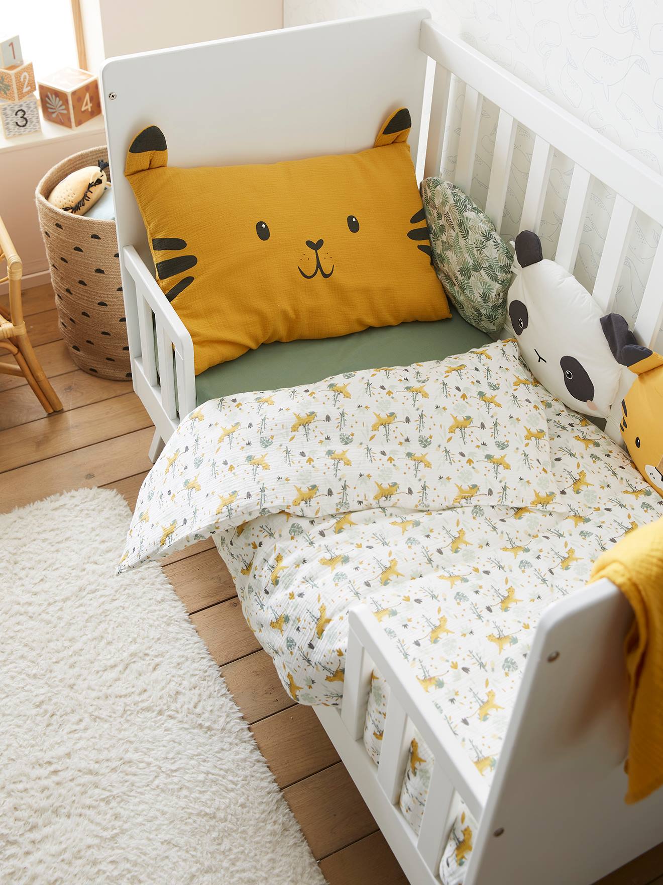 Baby Bettbezug ohne Kissenbezug PANDAFREUNDE mit Musselin