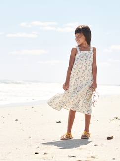 Maedchenkleidung-Mädchen Maxikleid aus Musselin