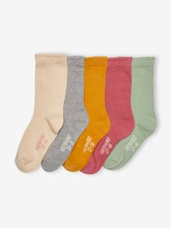 Maedchenkleidung-Unterwäsche, Socken, Strumpfhosen-Socken-5er-Pack Mädchen Socken, gerippt