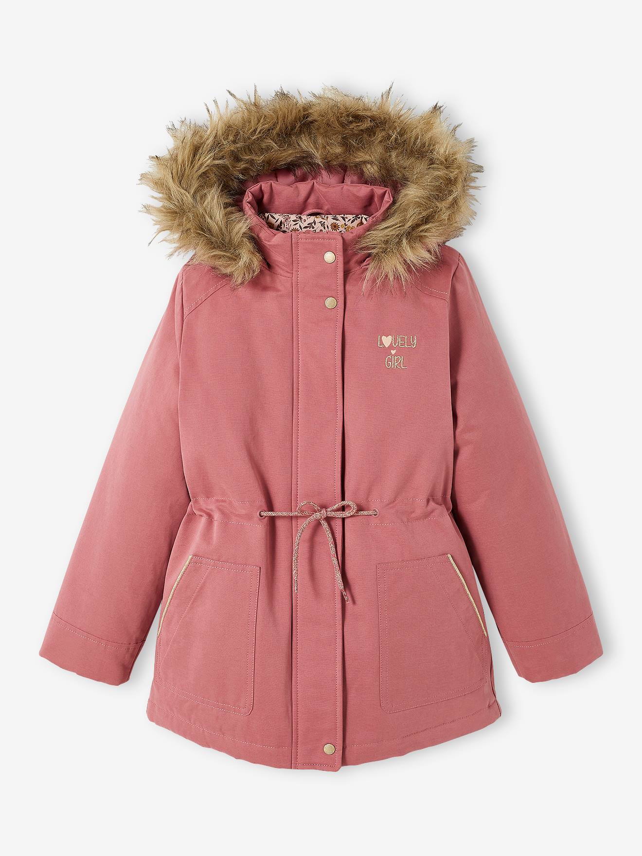 3-in-1-Winterjacke mit Kunstfell-Kapuze und Innenjacke Mädchen