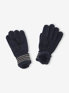 Maedchenkleidung-Accessoires-Mützen, Schals & Handschuhe-Mädchen Strickhandschuhe mit Zopfmuster