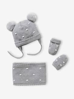 Babymode-Mädchen Baby-Set: Mütze, Rundschal & Fäustlinge, Tupfen