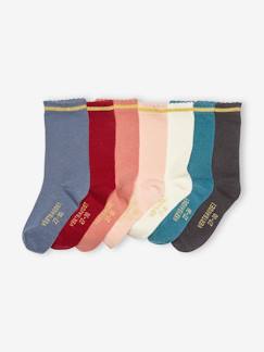 Maedchenkleidung-Unterwäsche, Socken, Strumpfhosen-7er-Pack Mädchen Socken, Glitzerstreifen BASIC Oeko-Tex