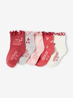 Babymode-Socken & Strumpfhosen-5er-Pack Mädchen Baby Socken mit Rüschen, Kirschen