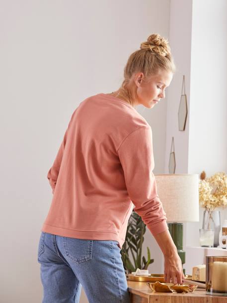 Sweatshirt für Schwangerschaft & Stillzeit Oeko-Tex - beige meliert+grau meliert - 4