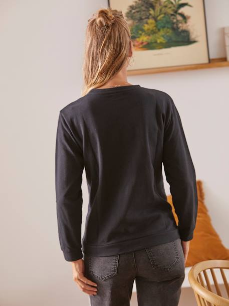 Sweatshirt mit Messageprint für Schwangerschaft & Stillzeit - schwarz leoprint - 5