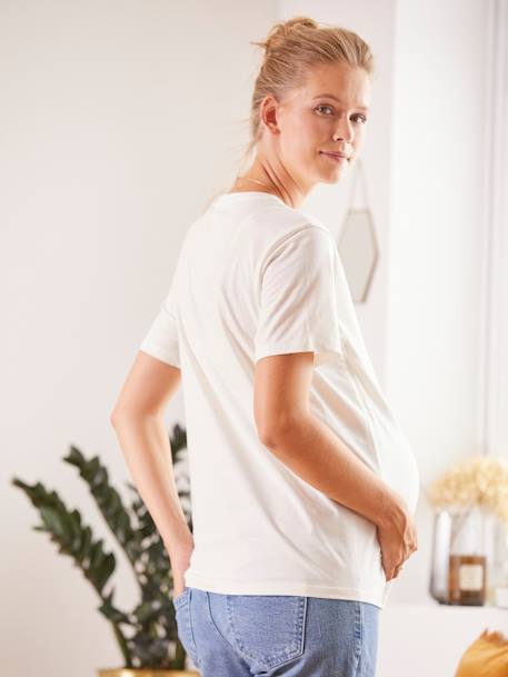 T-Shirt mit Messageprint für Schwangerschaft & Stillzeit - weiß - 5