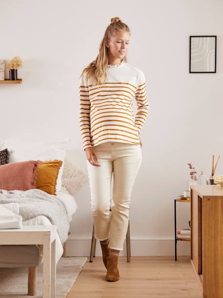 Shirt mit Volantkragen, Schwangerschaft & Stillzeit - beige/schwarz+camelfarben gestreift - 10
