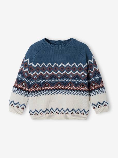 Baby Jacquard-Pullover Oeko-Tex - braun+hellgrau+wollweiß - 5