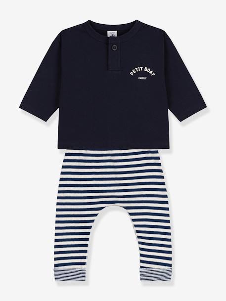 Baby Geschenk-Set: Shirt & Hose PETIT BATEAU - marine - 1