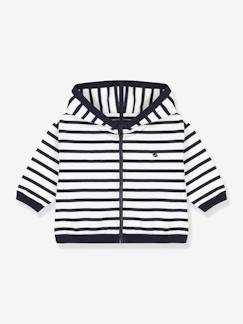 Babymode-Pullover, Strickjacken & Sweatshirts-Sweatshirts-Baby Kapuzenjacke PETIT BATEAU, Bio-Baumwolle