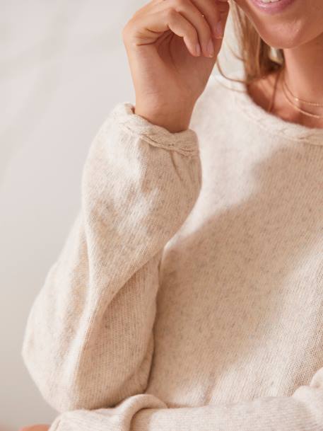 Pullover mit Seitenschlitzen, Schwangerschaft & Stillzeit - grau meliert - 6